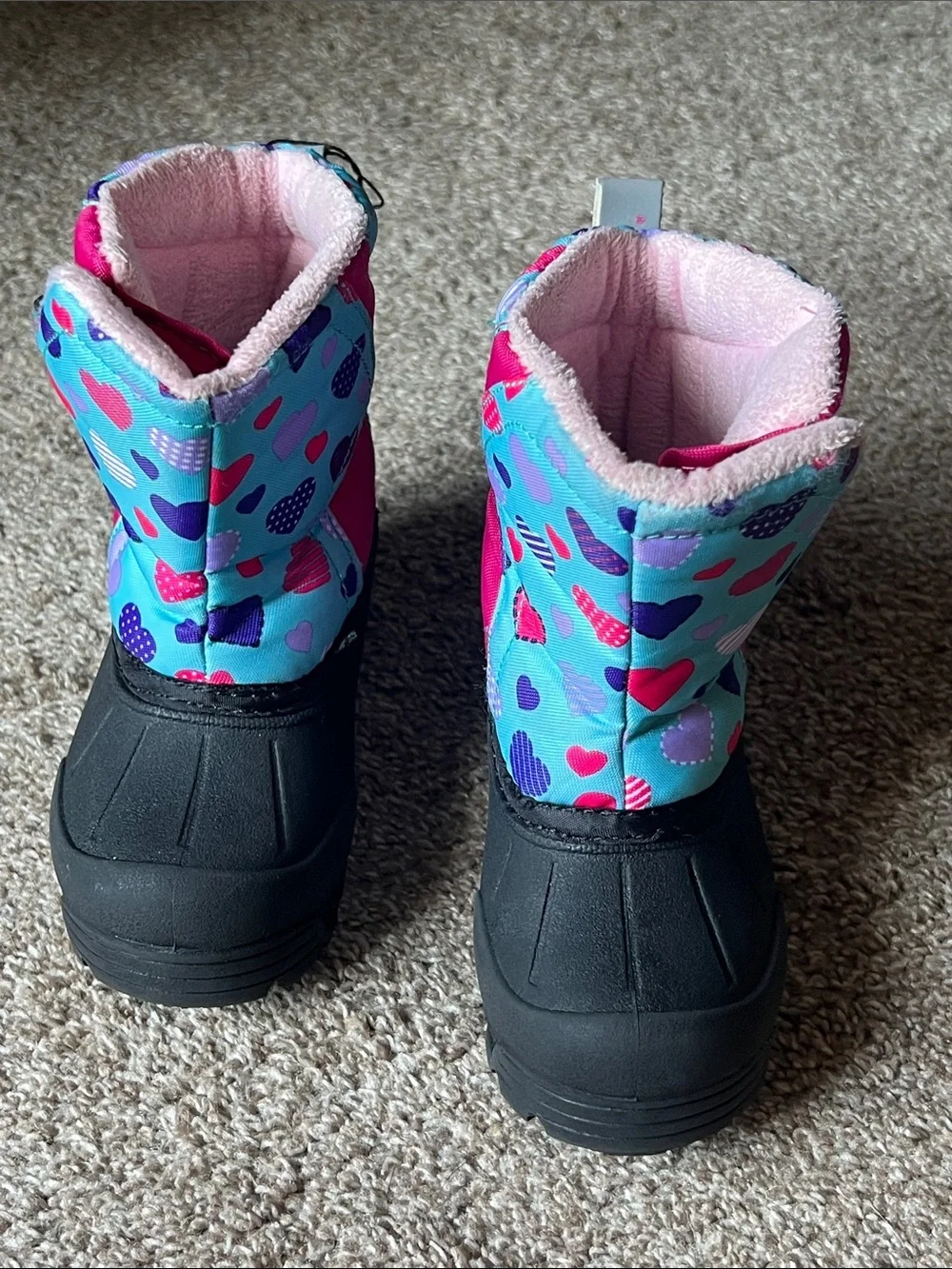 Northside Pink & Blue Heart-Print Toddler Size 7 Snow Boots